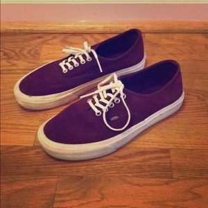 Oxblood suede Vans sneakers. Work once.